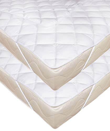 Zollner 2er Set Topper Matratzenschoner 90x200 cm (weitere verfügbar), Gummizug, Weiß