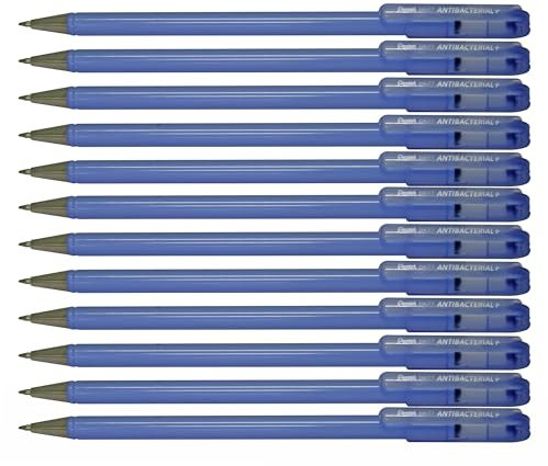 Pentel BK77AB-AE ANTIBACTERIAL+ Kugelschreiber, unterstützt Hygienekonzepte, antibakterielle Wirkung zertifiziert nach ISO 22196, nachfüllbar (BKL77), Schreibfarbe schwarz, 12 Stück