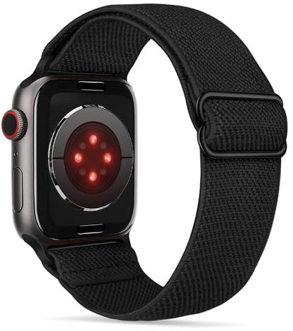 Tasikar Sport Solo Loop Compatible con Correa Apple Watch 49mm 46mm 45mm 44mm 42mm, Nailon Pulsera Repuesto, Trenzada Elástica Ajustable para Apple Watch Ultra Serie 10/9/8/7/6/SE/5/4/3/2/1-Negro