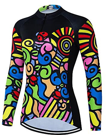 Damen-Fahrradtrikot, langärmelig, Winter, Bike-Shirt, Fahrrad-Top, durchgehender Reißverschluss, Ap03, Groß