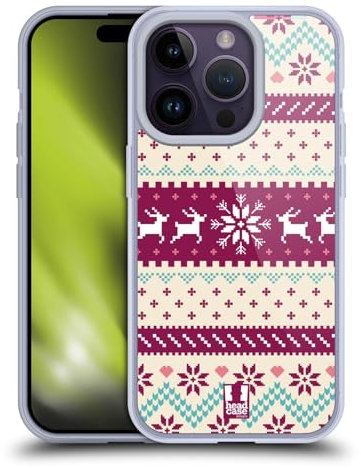 Head Case Designs Weiss Fair Isle Winter Muster Gelhülle [Militärischer Schutzgrad] Kompatibel Mit Apple iPhone 14 Pro Und Kompatibel Mit MagSafe