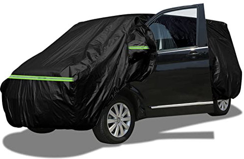 Autoabdeckung Vollgarage Abdeckplane Auto Kombipassend für VW T5 T6, 300D Atmungsaktiv SWB Autoabdeckung Große Car Cover Winter/Sommer mit Seitentür-Reißverschluss