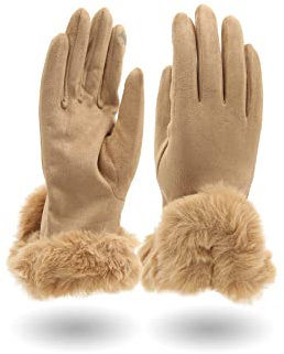 QUEEN HELENA Damen Fingerhandschuh G03 beige, Einheitsgröße