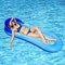 Hamac Gonflable avec Filet et Appuie-tête, Matelas , Fauteuil Transat Piscine pour Bouee Piscine Adulte Fêtes Plage (Blue)
