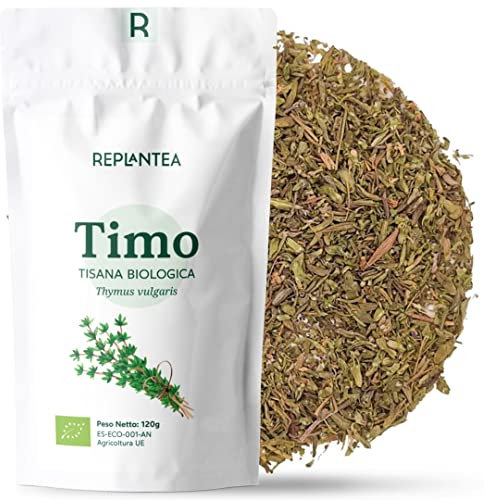 TIMO TISANA BIO 120g (+50 Tazze) | Timo Essiccato Sfuso per Tisane e per la Cucina | Thymus vulgaris REPLANTEA®