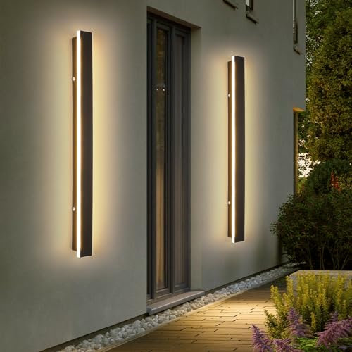 Mikeru Dimmbare Liner Wandleuchten für Den Außenbereich, 150cm Wandleuchten mit 3 Lichtfarben (3000K/4500K/6000k), Fernbedienung 10-100% Helligkeit Einstellbar, IP65 Regensichere Veranda Wandleuchte
