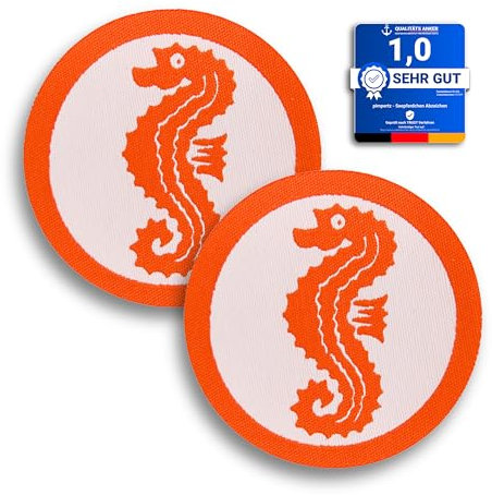 Seepferdchen® 2er Set offizielles Schwimmabzeichen zum Aufbügeln | Seepferdchen Abzeichen für Frühschwimmer | bügelbeschichtet | Made in Germany |