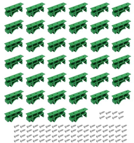 Lot de 20/40 adaptateurs de montage sur rail PCB DIN C45 de 35 mm pour circuit imprimé - Clips de support pour disjoncteur relais appareils électriques - Vert