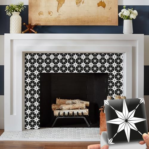 Easy Apply Peel and Stick Kitchen Wall Decal Stickers, Black Starry Backsplash Decor, Bathroom, Stair Riser, Furniture Decor 4X4/PC 16PC/Set