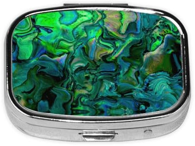 Abalone Mini-Pillendose mit Perlmutt-Druck, kompakt und stilvoll, leicht zugänglicher Medikamenten-Organizer mit Vollfarbdruck, perfektes Reisezubehör