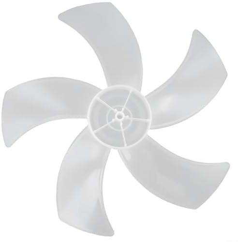 QOXEZY 16 Inch Fan Blade, Plastic Table Five Leaves Fan Blade Leaves with Nut Cover, Fan Table Fanner Replacement Part for Pedestal(White)