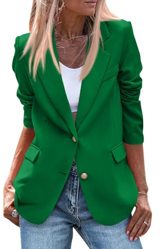 Blazer Blanc Femme Mode Femme Automne 2024 Blazer Femme Chic Et Elegant Long Noir Vert 2XL