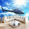 Fototapete Blauer Himmel Hubschrauber Vlies Tapeten 400x280 cm 3D Effekt Moderne Wandtapete Wohnzimmer Schlafzimmer Wandbilder Wand