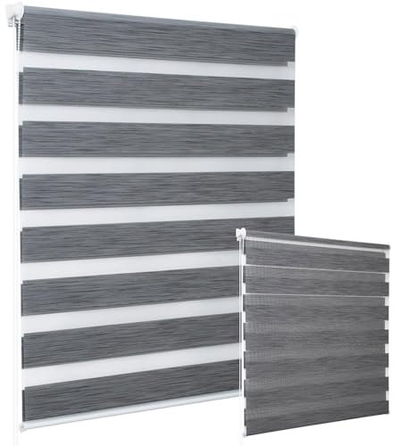 WOLTU 2 Stück Doppelrollo Klemmfix ohne Bohren Duo Rollo Klemmrollo für Fenster mit Klemmträger, Fensterrollo Lichtdurchlässig & Verdunkelnd Wandmontage, Marmor Grau, 90x150 cm (Stoffbreite 86 cm)