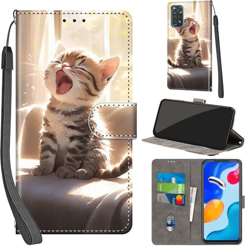Cover per Xiaomi Redmi Note 11 / 11S PU Pelle Custodia Flip Gatto | Custodia in pelle PU, Chiusura magnetica, Supporto regolabile, Scomparti schede, Protezione totale per Redmi Note 11