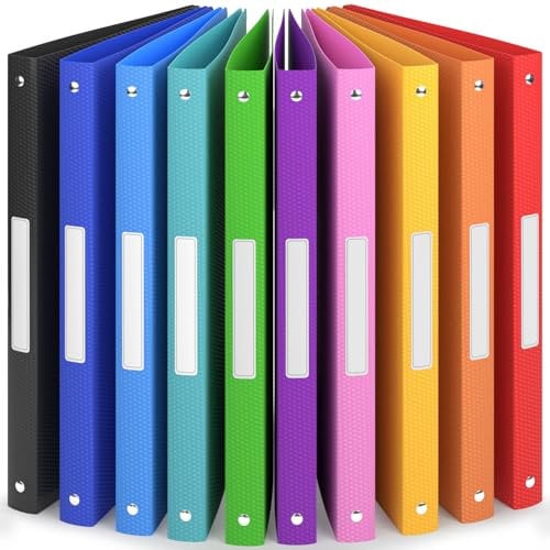ACROPAQ - 10 x Ringbuch A4 - Mit 4 Ringen, Mit Rückenetiketten, Rückenbreite 2,5 cm, Regenbogen, Natur Farbkollektion - Ringhefter, Ringordner, Ordner A4 Schmal, Ringmappe A4, Schulordner