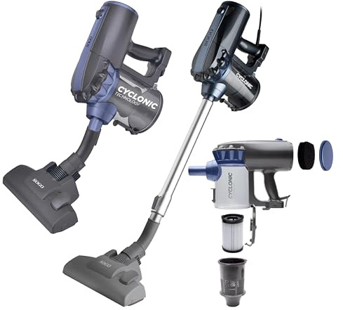SOGO Aspirador Vertical Cómodo y Manejable – Aspirador Ciclónico 2 en 1 – Aspiradora de Mano y Escoba Ligera para Uso Diario – Cable de 4,5 Metros y Potencia 600W - Aspiradora con Filtro HEPA