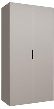 Mirjan24 Kleiderschrank mit Einlegeböden und Kleiderstange Midere 100, Vielseitiger Drehtürenschrank, Elegantes Kleiderschrank 2-türig (Cashmere)