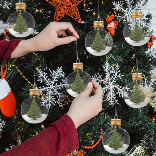 TOVINANNA 10pcs Christmas Booze Balls, 150ml Spherical Clear Plastic Fillable Potion Bottles with Sealing Lid and Hanging Hoop - Xmas Bottles Ornament for DIY Wedding Party Crafts Christmas Tree Decor