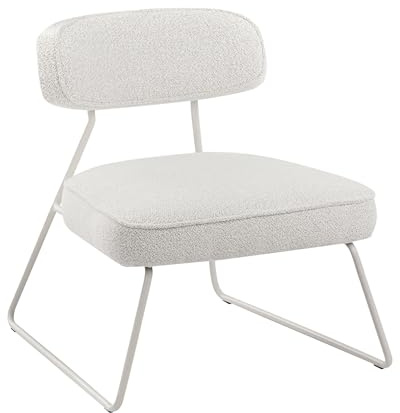 Beliani Set of 2 Armchairs Armless Iron Legs Fabric Upholstery Off-White Frovi