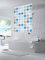 Rapid Teck® Halb-Kassetten Duschrollo 160cm | stilvolles Design Retro Blue Dot | Duschvorhang mit Seilzug | Modernes Duschrollo für Badewanne | Duschrollo für Dusche und kleine Bäder