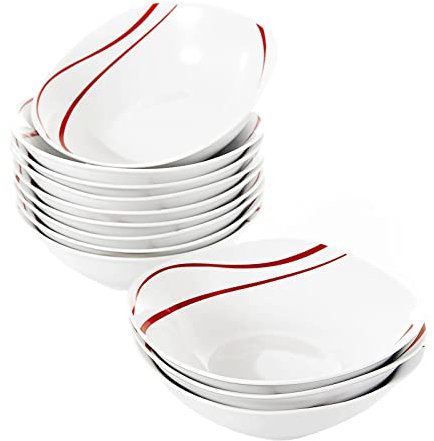 MALACASA, Serie Felisa, 12 teilig Müslischale Set Porzellan Dessertschale Schüsseln 17x17x5cm