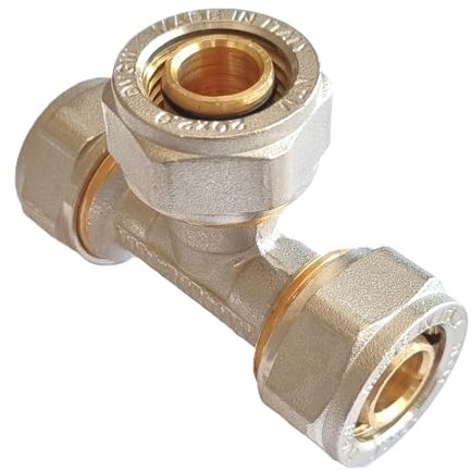 H2O-Flex® 32er Schraubfitting - T-Stück 32 x 3,0mm Klemmringverschraubung für Aluverbundrohr und Mehrschichtverbundrohr DVGW