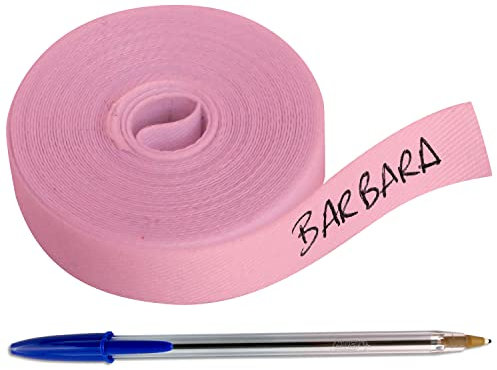 Stoffetiketten zum Aufbügeln, beschriften von Kleidung, Namensschilder für Pflegeheime, Camp, Uniformen, Tagespflege, Hochschule, 3 x 1 cm. Stift enthalten (Rosa)