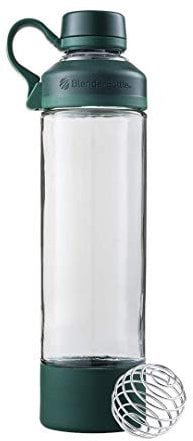 BlenderBottle Mantra Glas Trinkflasche, mit Trinköffnung aus Glas und BlenderBall, geeignet als Yogaflasche, Wasserflasche und Protein Shaker, BPA frei, skaliert bis 530 ml, 600 ml, spruce grün