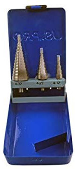 US PRO 3pc Hss Step Drill Bit Tool Set 4mm to 32mm Cone Cutters Hole Saw 2604