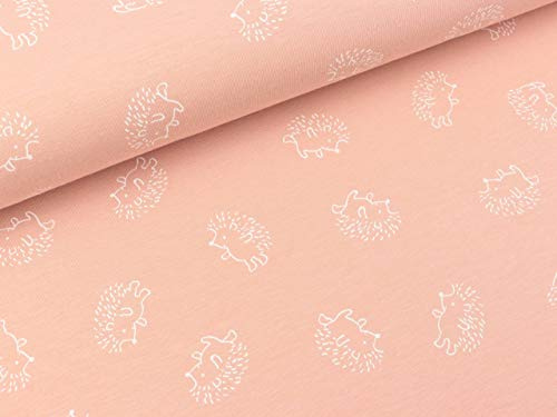 Quality Textiles Baumwolljersey Kleine Igel weiß auf Rose
