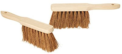 Novaliv Lot de 2 balayettes à main en fibre de coco - Balai à poils souples - Balayette industrielle - Balai à main en bois - Balayette à main - Balayette grossière - Pour le camping - Pour