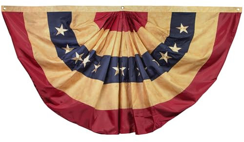 Anley Vintage Style Tee gebeizt USA Plissee Fan Flagge, Nylon - Gestickte Sterne und genähte Streifen - 4 Reihen von Lock Stitching,Banner mit Messing Ösen, A.Flag.Fan.US.R.3 * 6Ft, USA Falten Fan
