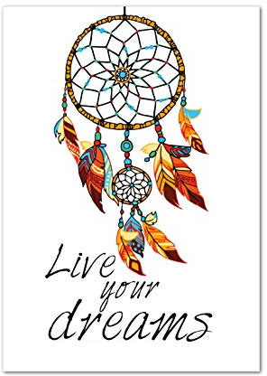Poster, Bild, Deko, Hippie, Ibiza, Traumfänger, Dreamcatcher Live your dreams ohne Rahmen