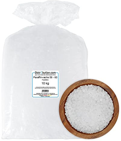 Paraffinwachs Pastillen 10kg Schmelzpunkt 58-60 °C Paraffin Kerzenwachs zum gießen von Kerzen - Made in Germany