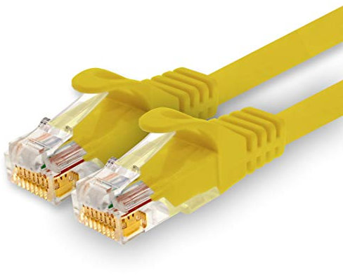 1CONN - Cable de red de 10 m, Ethernet, LAN y cable de conexión para una máxima velocidad de Internet y conecta todos los dispositivos con conector RJ 45 hembra amarillo - 1 unidad