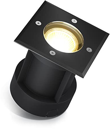 lambado® LED Bodenstrahler für Außen in Schwarz - Befahrbar & Wasserdicht inkl. 3W GU10 Strahler warmweiss - Eckige Bodenleuchte/Bodeneinbaustrahler IP67 für Terrasse & Garten