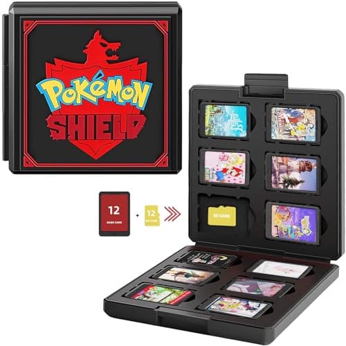 ZONSUSE Porta Cartucce per Nintendo Switch - Portatile e Sottile, Custodia Giochi per Nintendo Switch Adatto a 12 Giochi e Schede 12 SD, Custodia Giochi Scatola Adatto a 24 Giochi Slot (Black Shield)