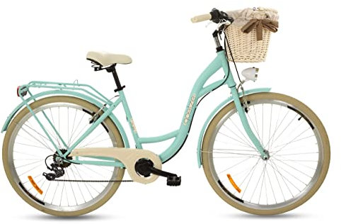 Goetze Mood Damenfahrrad Retro Vintage Holland Citybike, 28 Zoll Alu Räder, 7 Gang, Tiefeinstieger, Korb mit Polsterung Gratis!