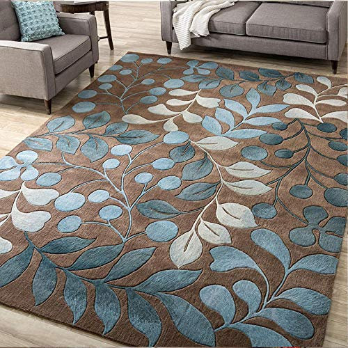 NUNGBE Teppiche Wohnzimmer,Blaue BläTter,Waschbarer Soft-Touch-Teppich FüR Flure, Wohnzimmer, Schlafzimmer Und KüChe,160x230cm(63x90inch)