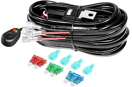 PICAA Nebelscheinwerfer Kabelbaum Wasserdichter Kabelsatz Relais Adapter ON/OFF 2-Lead für LED Arbeitsscheinwerfer, KFZ, ATV, Off Road, Arbeitslicht Lichtleisten12V/40A (für 2 Lampe)