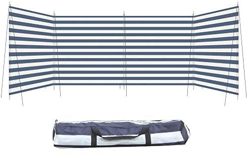 Outsunny Windschutz für Camping, tragbar, faltbar, mit Tragetasche und Stangen aus Stahl, Maße: 540 cm x 150 cm, Blau und Weiß