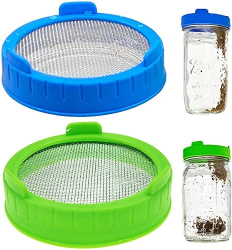 LATRAT 2 Stücke Sprossen Deckel Set, Einmachglas-Deckel Keimdeckel Sprossengläser Deckel Edelstahl Jar Deckel Sieb für Den Anbau Von Sprossen Zuhause