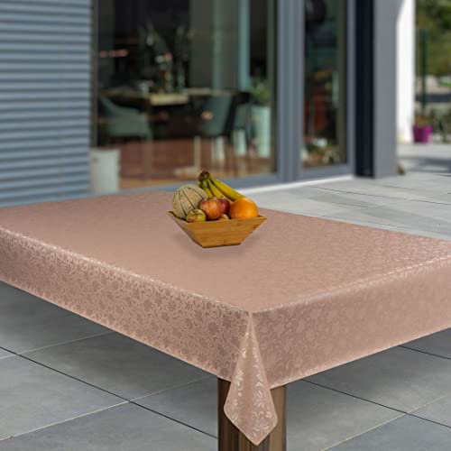 laro Wachstuch-Tischdecke Abwaschbar Garten-Tischdecke Wachstischdecke PVC Plastik-Tischdecken Eckig Meterware Wasserabweisend Abwischbar AQ, Muster:Rosa geprägt Blumen, Größe:100x140