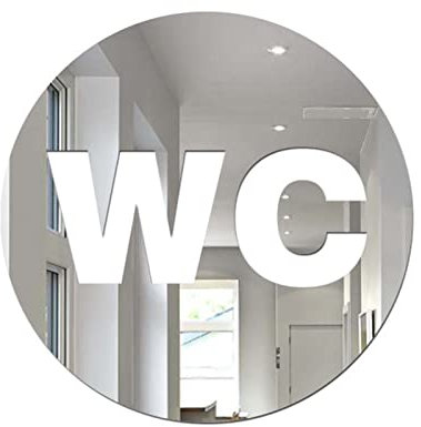Sticker mural effet miroir délicat attrayant signe de WC creux affiche pour pépinière Argent