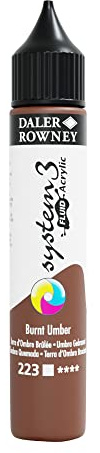 Daler-Rowney System3 Acrylic Paint, Plastic Bottle, Fluid, 1oz - 29.5 ml, Burnt Umber