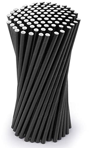 Vicloon Strohhalme Papier, Trinkhalme Papier Biologisch Abbaubare, Schwarz Papier Trinkhalme Geeignet für Partys, Hochzeiten und Anlässe, Party Strohhalme, 100 PCS