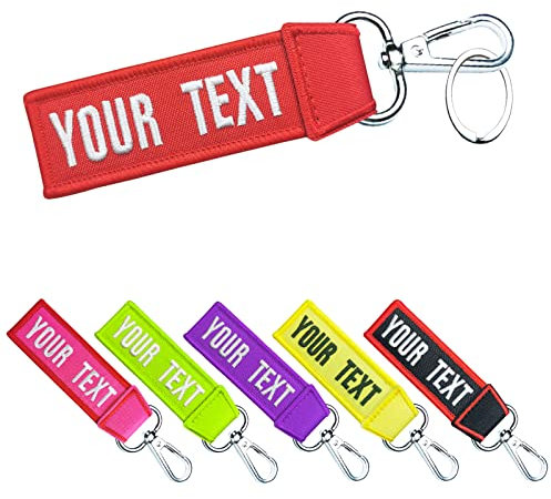 Kundenspezifischer Schlüsselanhänger Tag, personalisierte Stickerei Schlüsselanhänger Zubehör für Gepäck, Gürtel, Auto, Trolley, Motorrad, Auto, Roller (SIL Dog Buckle)