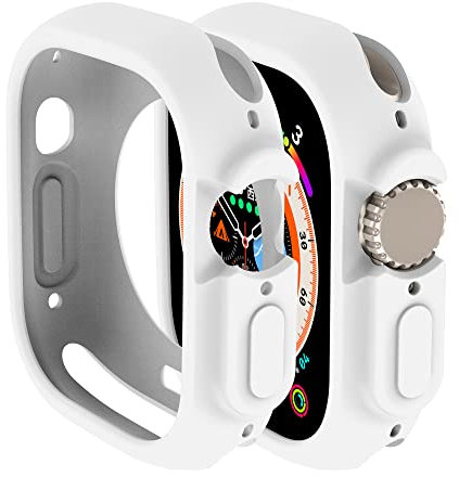 Coque de protection compatible avec Apple Watch Ultra 2 49 mm - En silicone TPU résistant aux chocs - Léger et absorbant les chocs - Anti-rayures - Pour Apple Watch Ultra 49 mm (blanc)