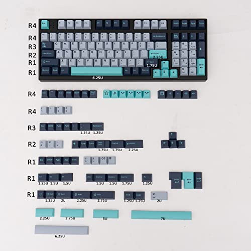 mintcaps 173 Keys Hammerhead Shark Keycaps Set Double Shot Cherry Profile Custom Keyboard Keycaps ISO ANSI for Cherry MX Gateron Switch Mechanical Keyboards